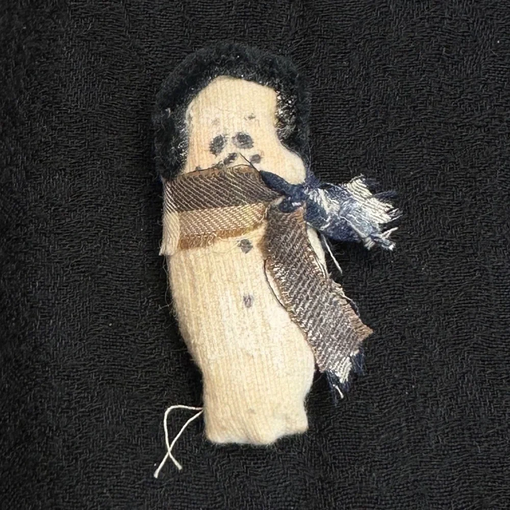 Primitive Snowman Brooch Handmade Fabric Folk Art Winter Pin Rustic‎ Holiday